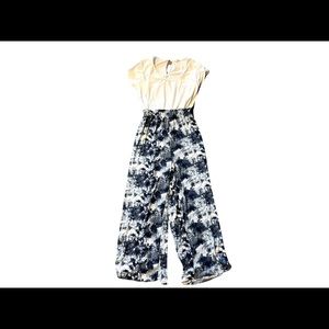 Ultra Flirt Blue and White Jumpsuit